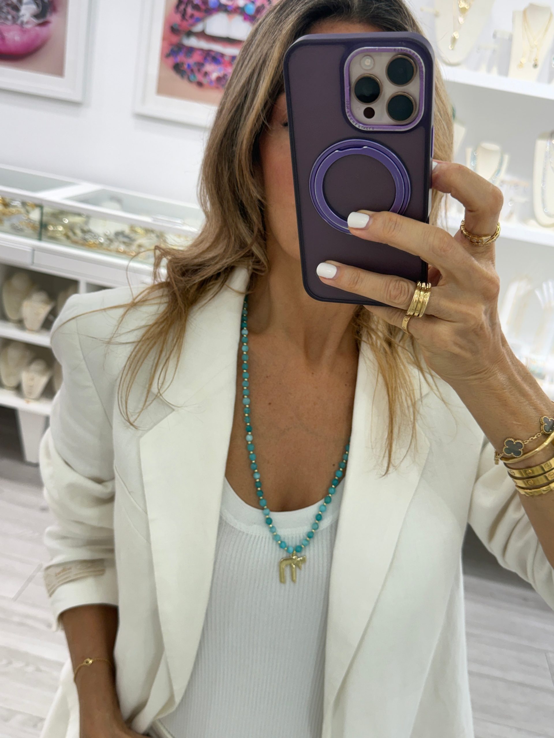 LONG PASTEL BEAD CHAI NECKLACE - Image 9