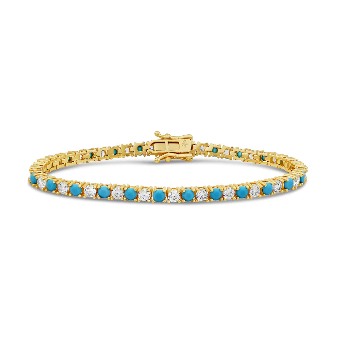 TURQUOISE & DIAMOND TENNIS BRACELET - Image 2